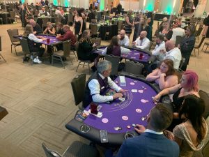 Guests enjoying a Casino Knight casino party
