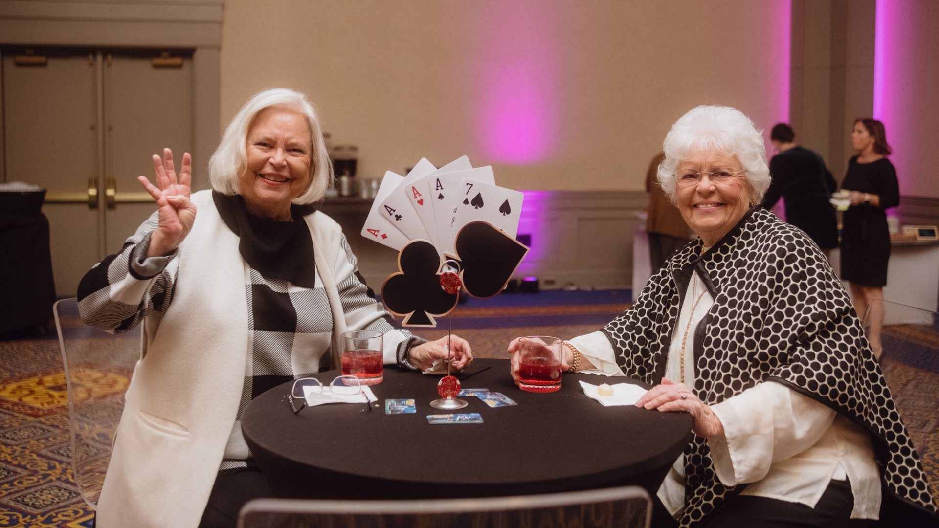 Guests enjoying a blackjack table at a Casino Knight event